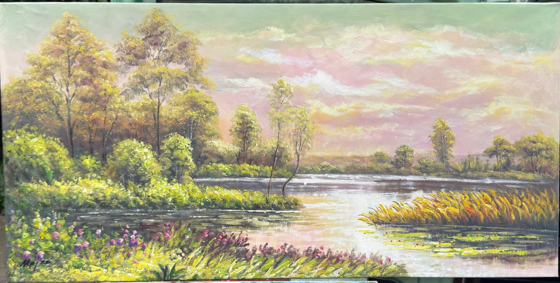 Różowe niebo nad jeziorem